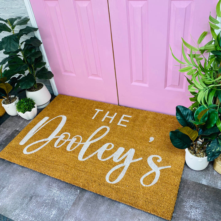 XXL Brushfont Doormat - White