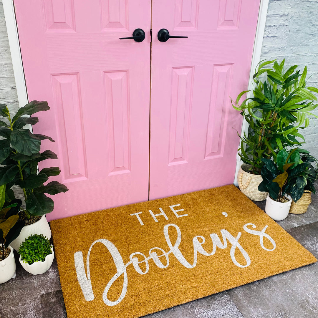 XXL Brushfont Doormat - White